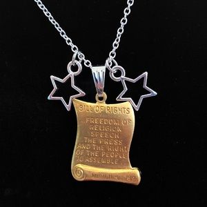 US Constitution Bill Of Rights Necklace Two Tone